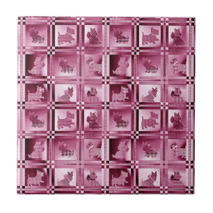 Grid of Patterned Scottie Puppies  Tile