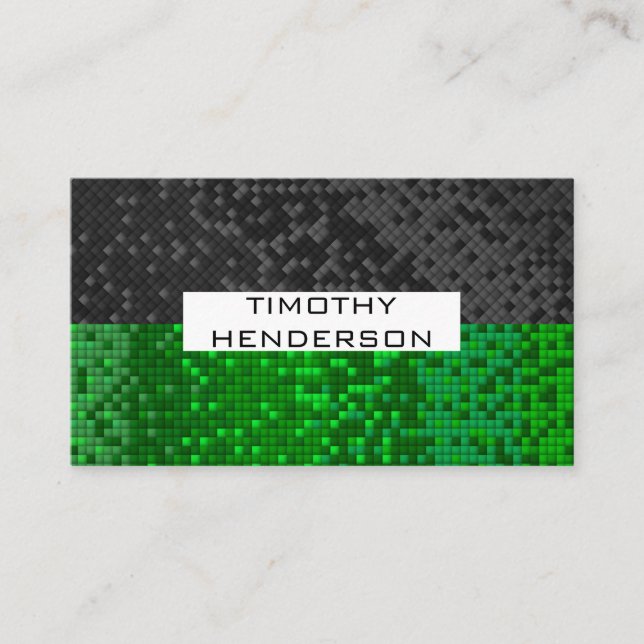 Grid Square Pattern Two Tone Business Card (Front)