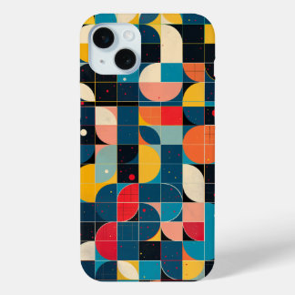 Grid with circle variations and dots iPhone 15 mini case