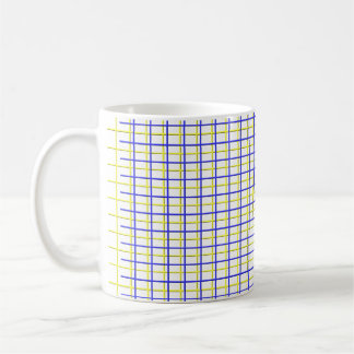 grid yellow, grid blue coffee mug