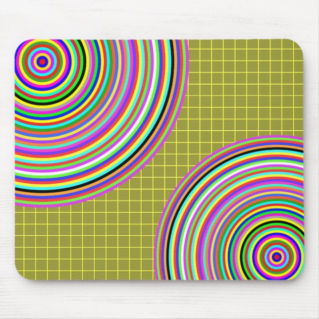 grid yellow, spectral circles 5000 mouse mat (Front)