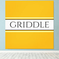 GRIDDLE Bright Golden Yellow White Stripes Text
