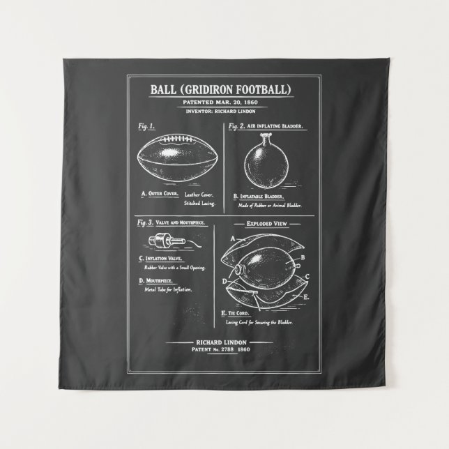 Gridiron Football Blueprint Tapestry (Front)