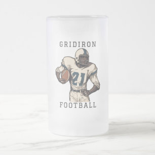 Gridiron Football  Frosted Glass Beer Mug