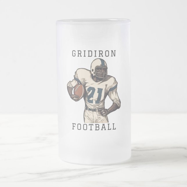 Gridiron Football  Frosted Glass Beer Mug (Center)