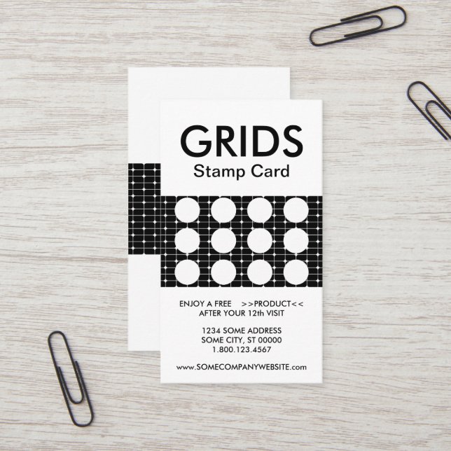 grids stamp card (colour customisable) (Front/Back In Situ)