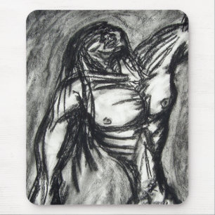 Grief and Agony charcoal drawing grunge emo goth Mouse Mat