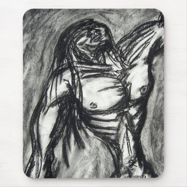 Grief and Depression Charcoal Drawing Mouse Mat (Front)