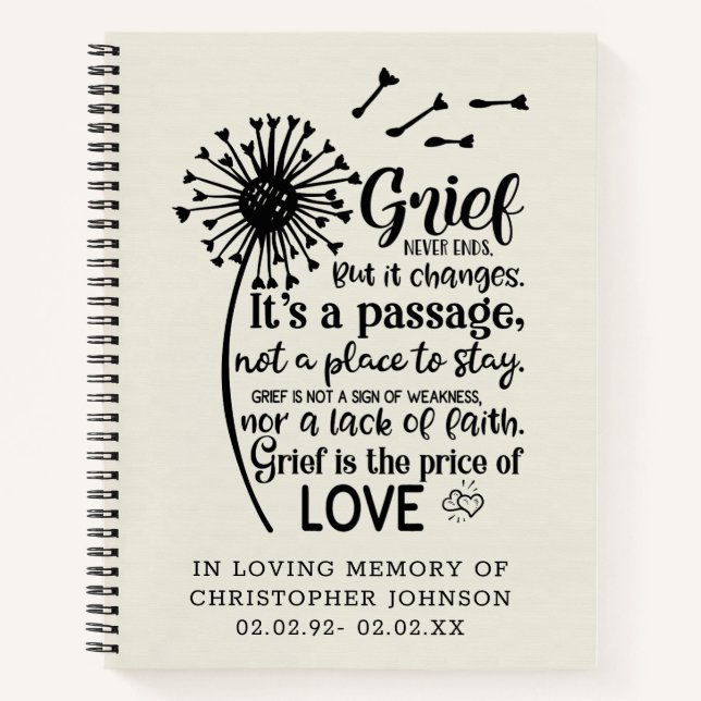 Grief Never Changes...Tribute Keepsake Journal (Front)