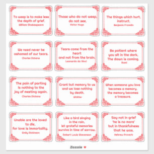 Grief Quotes in Rose Corner Frame Red White 