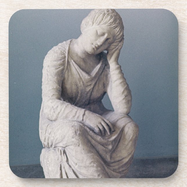 Grieving maiden, Attic, Greece, c.330 BC (stone) Coaster (Front)