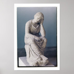 Grieving maiden, Attic, Greece, c.330 BC (stone) Poster