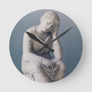 Grieving maiden, Attic, Greece, c.330 BC (stone) Round Clock