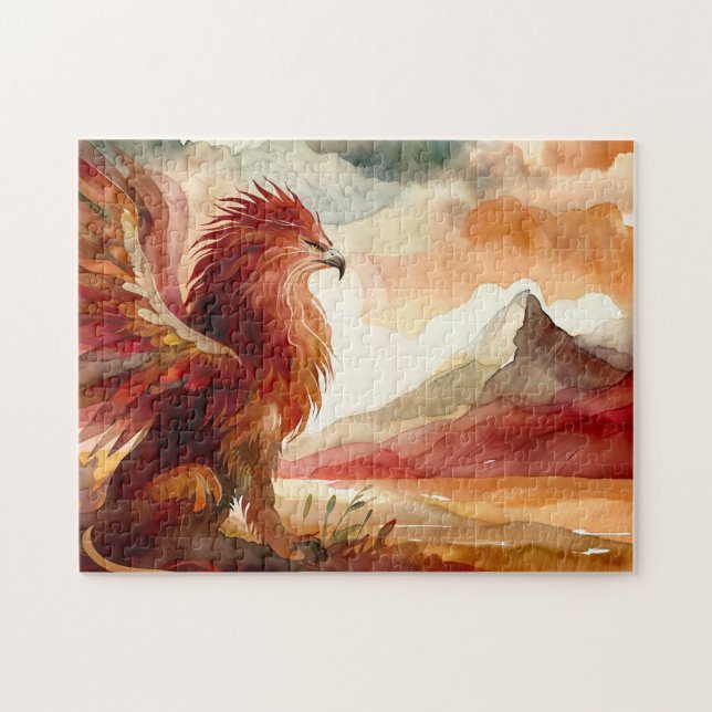Griffin and Mountain Watercolor Art Jigsaw Puzzle (Horizontal)