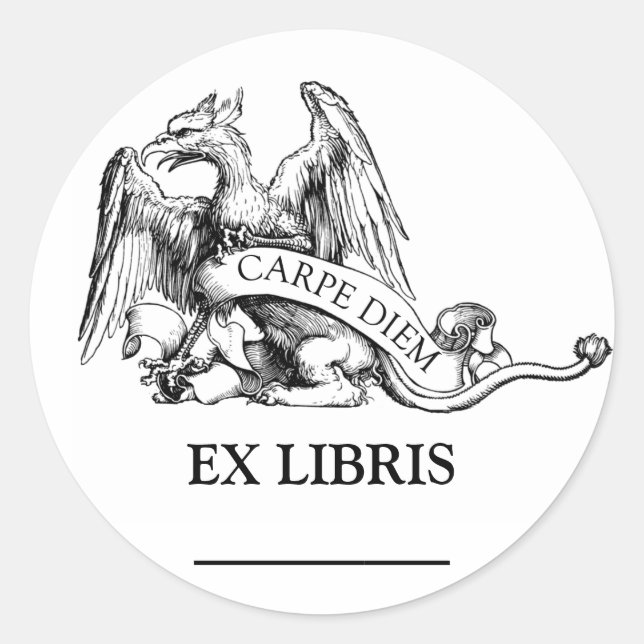 Griffin Bookplate Classic Round Sticker (Front)