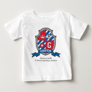 Griffin boys name meaning letter G knights shield Baby T-Shirt