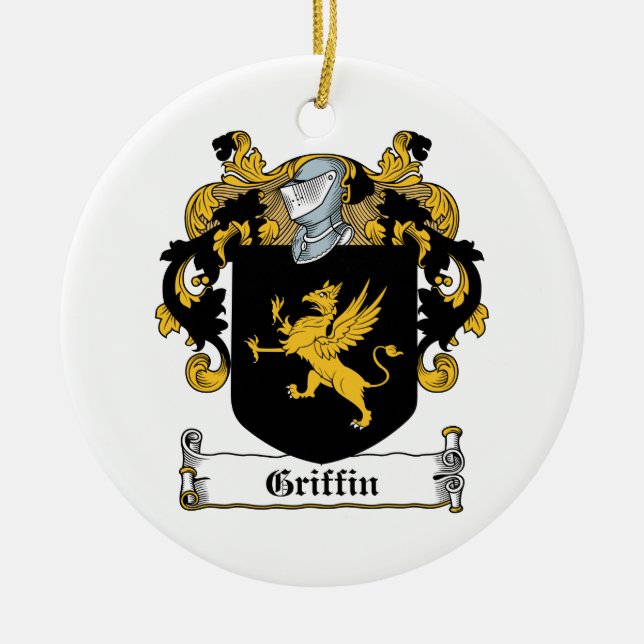 Griffin Family Crest Ceramic Tree Decoration (Front)