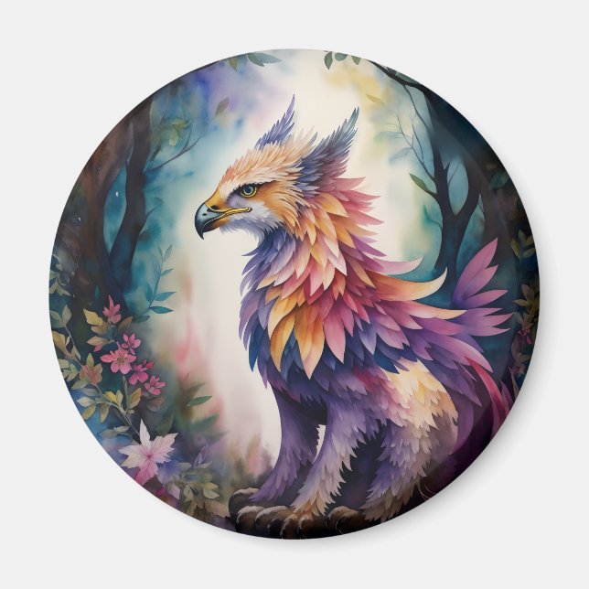 Griffin Fantasy Creature Watercolor Magnet (Front)