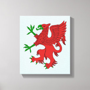 Griffin in Red and Green Canvas Print