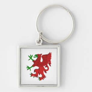 Griffin in Red and Green Key Ring