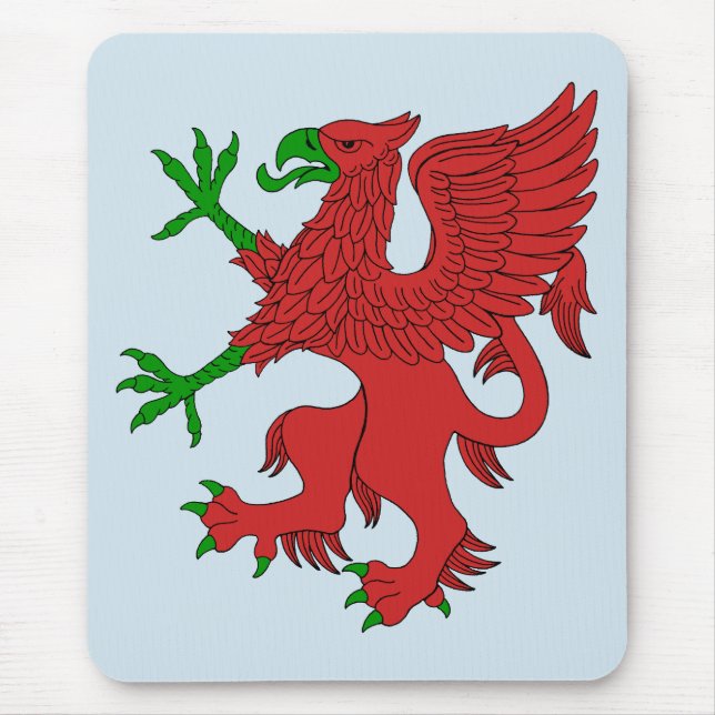 Griffin in Red and Green Mouse Mat (Front)