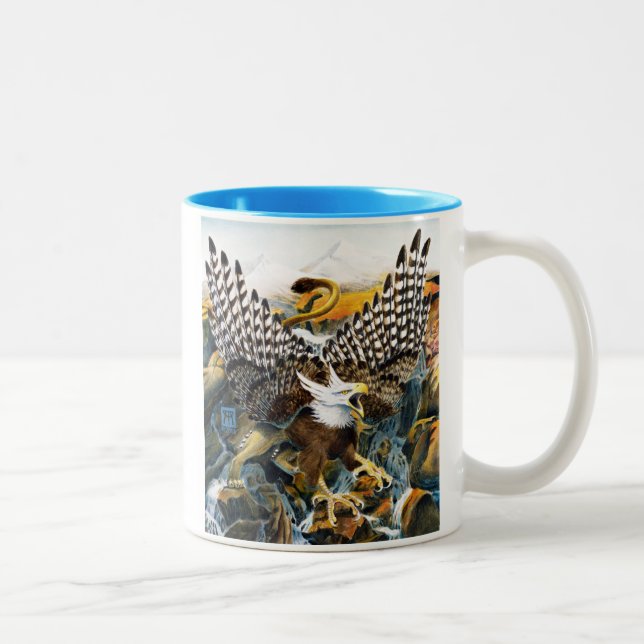 Griffin in Waterfall Two-Tone Coffee Mug (Right)
