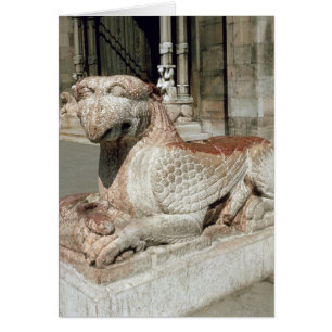 Griffin lying on a plinth, mid 13th century