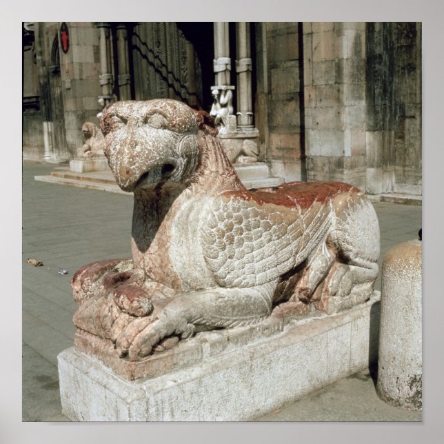 Griffin lying on a plinth, mid 13th century poster (Front)
