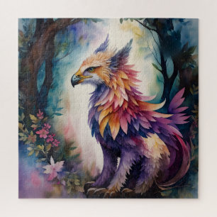 Griffin Night Forest Multicolor Watercolor Jigsaw Puzzle