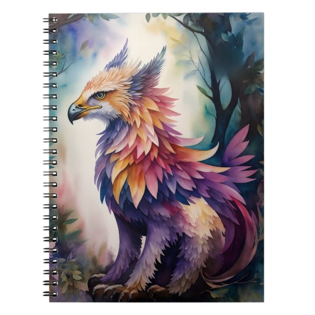Griffin Night Forest Multicolor Watercolor Notebook (Front)