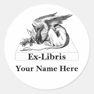Griffin On book Ex-Libris Classic Round Sticker