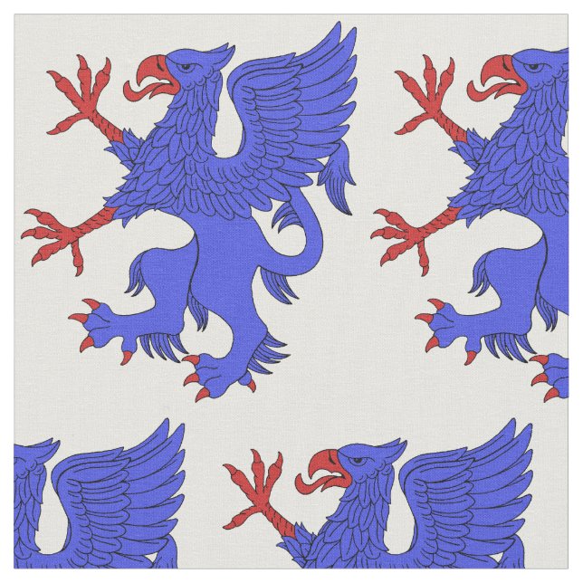 Griffin Rampant Azure Fabric (Close Up)