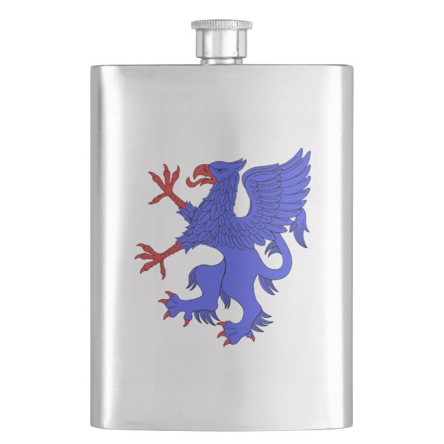 Griffin Rampant Azure Hip Flask (Front)