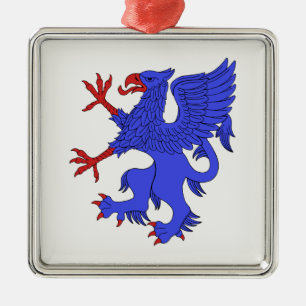 Griffin Rampant Azure Metal Tree Decoration