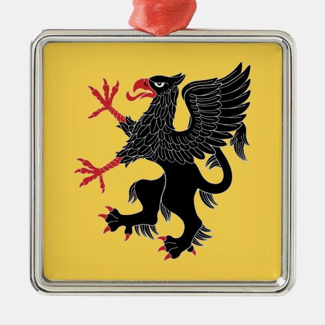 Griffin Rampant Sable Metal Tree Decoration (Front)
