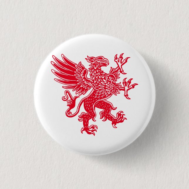 Griffin - Red 3 Cm Round Badge (Front)