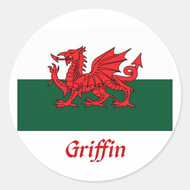 Griffin Welsh Flag Classic Round Sticker (Front)