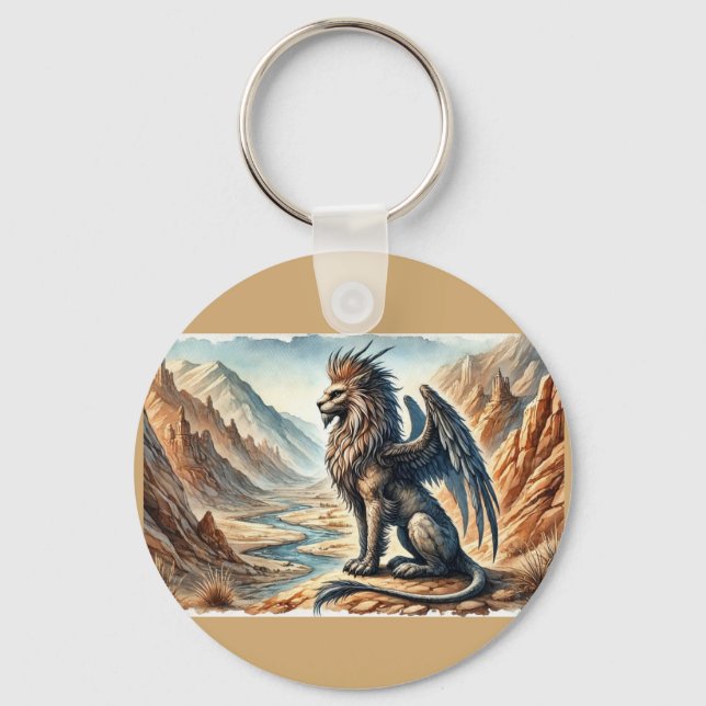 Griffins, Dragons, & Desolate landscapes Key Ring (Front)