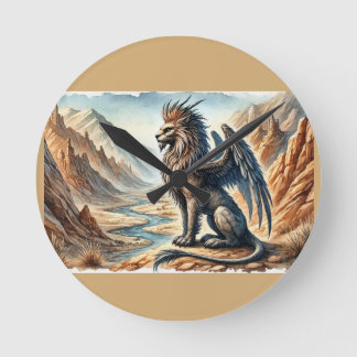 Griffins, Dragons, & Desolate landscapes Round Clock