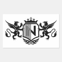 Griffins flanking a shield with the letter "N"