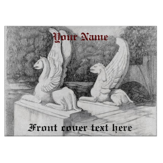 Griffins sculpture monochrome pencil Art Cutting Board (Front)