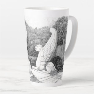 Griffins sculpture monochrome pencil Art Latte Mug