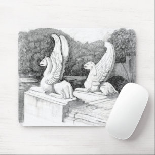 Griffins sculpture monochrome pencil Art Mouse Mat
