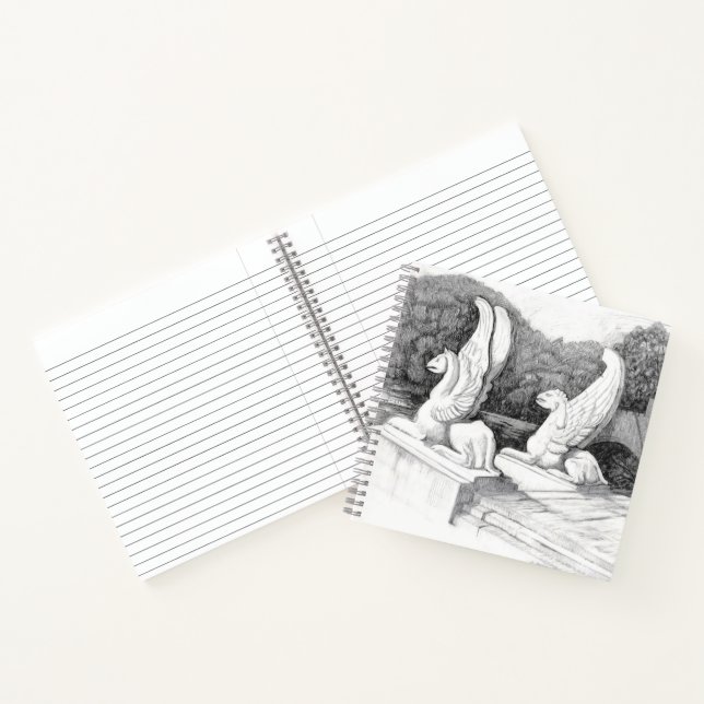 Griffins sculpture monochrome pencil Art Notebook (Inside)