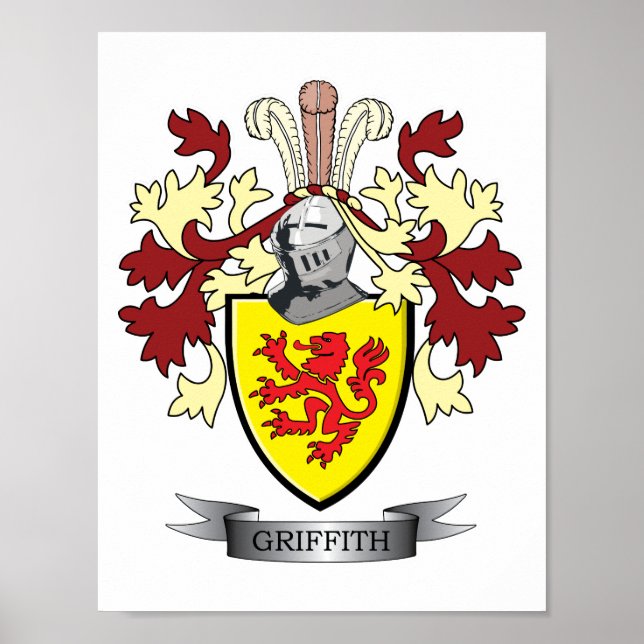 Griffith Family Crest Coat of Arms Poster (Front)