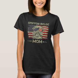 Griffon Belge Mom Dog American Flag 4th Of July T-Shirt