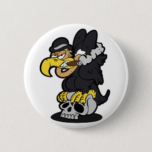 Griffon Vulture cartoon   choose background colour 6 Cm Round Badge