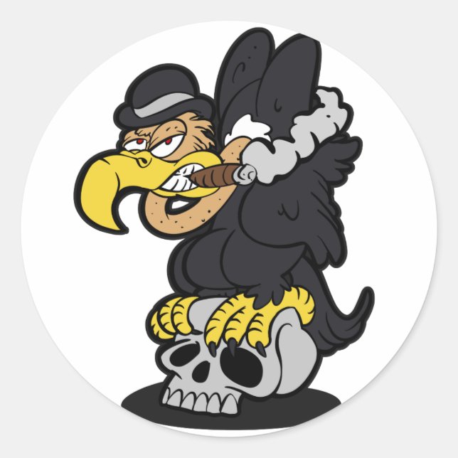 Griffon Vulture cartoon | choose background colour Classic Round Sticker (Front)
