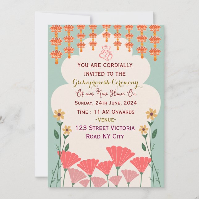 Grihapravesh Ceremony Invitations  (Front)