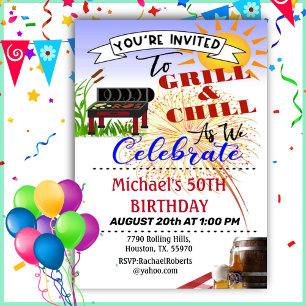 Grill And Chill 50th Birthday  Invitation